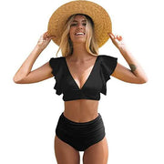 Sporlike Women Ruffle High Waist Swimsuit